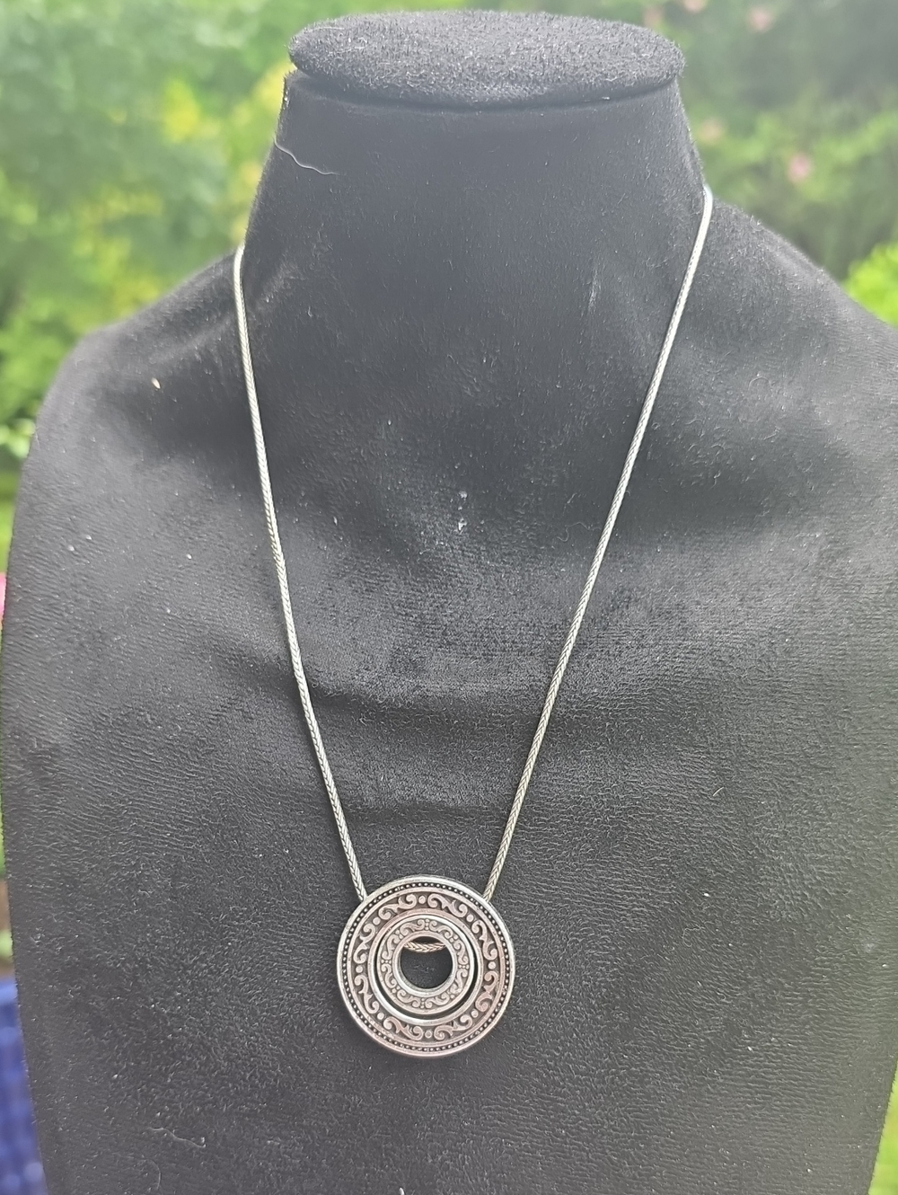 Brighton Silver Circular Filigree Pendant Necklace